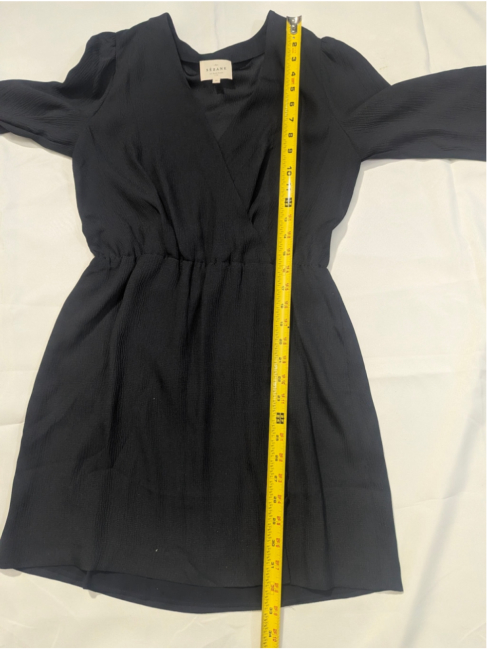 Sezane Black V-Neck Long Sleeve Dress Size 6 38 - Picture 10 of 16